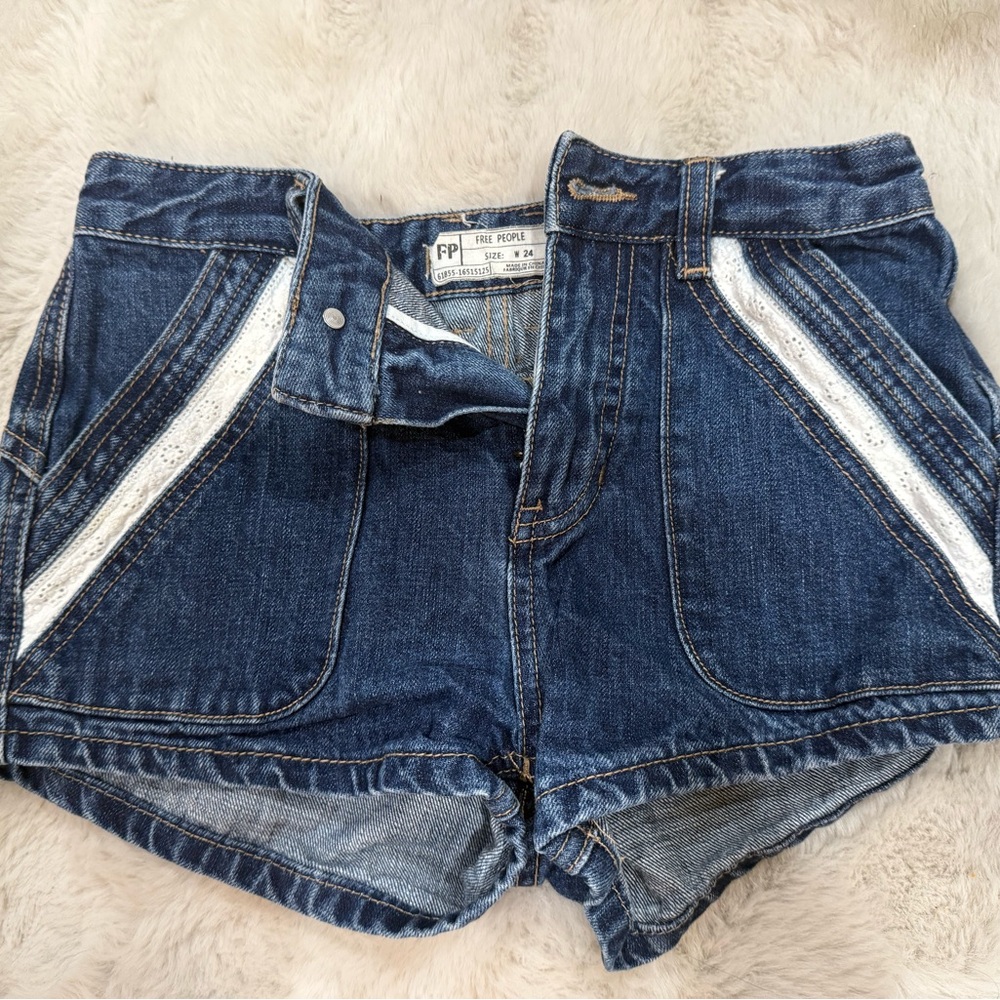 Free People Blue Jean Shorts with Vintage Vibe